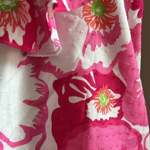 LILLY PULITZER Begonias Ruffled Neckline Sleeveless Blouse - Picture 4 of 12